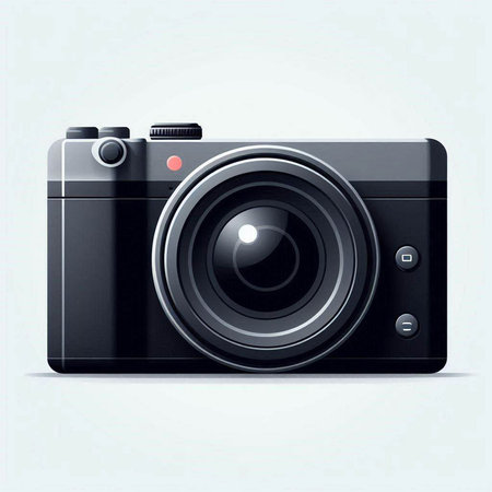 Realistic camera on a white background. Vector illustration. Eps 10.のイラスト素材