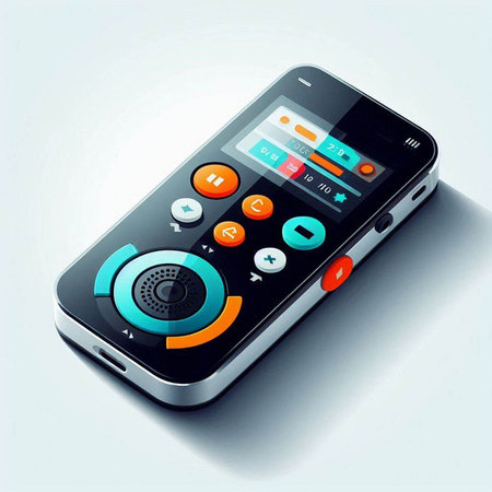 Smartphone with remote control on the white background. Vector illustration.のイラスト素材
