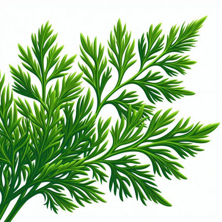 Green leaves of dill isolated on white background. Vector illustration.のイラスト素材