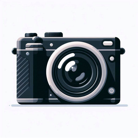 Vector illustration of retro camera on a white background. Vector illustration.のイラスト素材