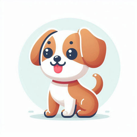 Cute cartoon dog. Vector illustration in a flat style on a white background.のイラスト素材