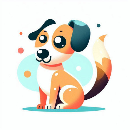 Cute dog on a white background. Vector illustration in cartoon style.のイラスト素材