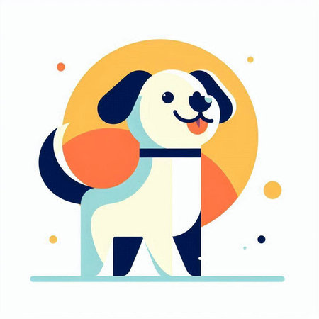 Cute dog. Vector illustration in flat style on a white background.のイラスト素材