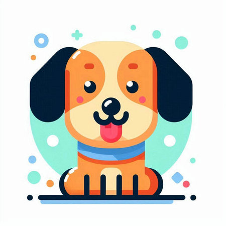 Cute cartoon dog vector illustration. Adorable puppy in flat style.のイラスト素材