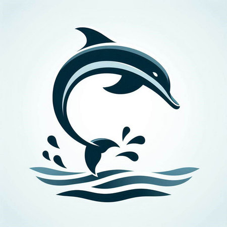 Dolphin jumping out of water, vector illustration. Dolphin jumping out of water.のイラスト素材