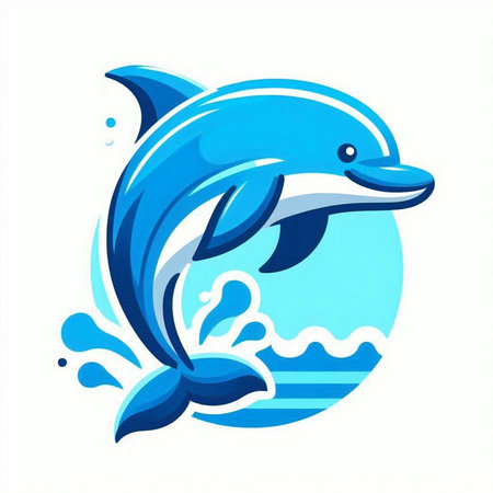 Vector illustration of a dolphin swimming in the sea. Isolated on white background.のイラスト素材