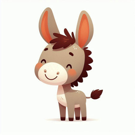Cute cartoon donkey. Vector illustration isolated on a white background.のイラスト素材