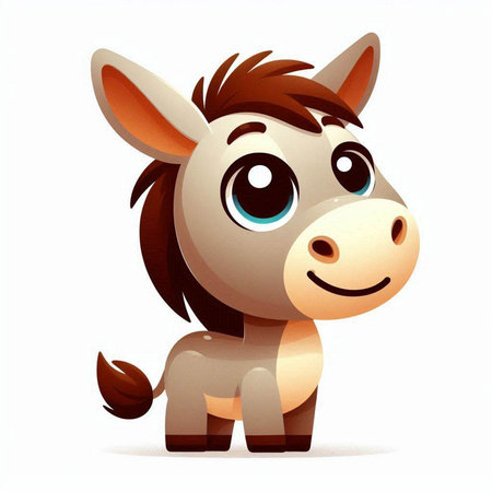 Cute cartoon donkey isolated on a white background. Vector illustration.のイラスト素材
