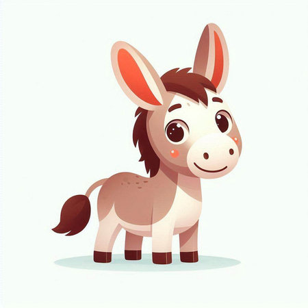Cute cartoon donkey. Vector illustration on white background. Isolated.のイラスト素材