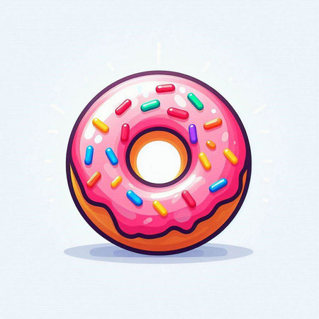 Donut with colorful sprinkles. Vector illustration in cartoon style.のイラスト素材