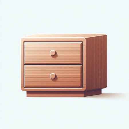Wooden chest of drawers on a white background. Vector illustration.のイラスト素材