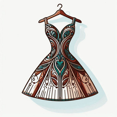 Illustration of a beautiful dress on a hanger. Vector illustrationのイラスト素材