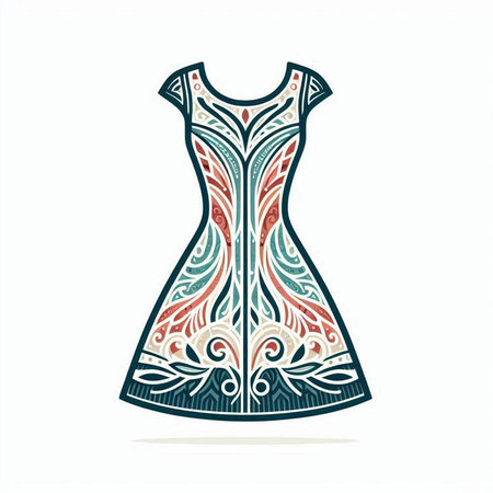 Beautiful dress with a pattern. Fashionable design. Vector illustration.のイラスト素材