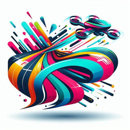 Abstract colorful background with quadrocopter. Vector illustration. Eps 10のイラスト素材