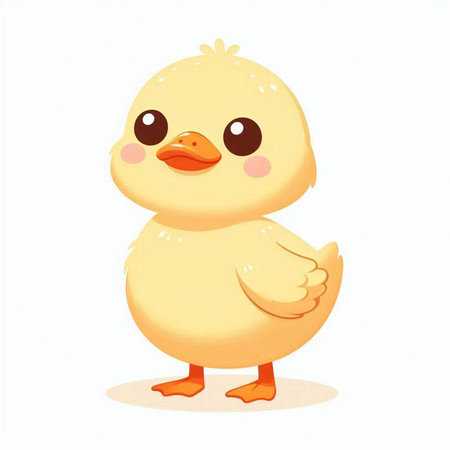 Cute little yellow chicken isolated on white background. Vector illustration.のイラスト素材