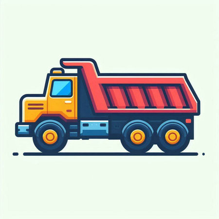 Dump truck icon. Flat vector illustration of dump truck icon.のイラスト素材