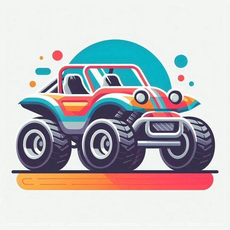 Colorful vector illustration of off-road vehicle in flat design.のイラスト素材