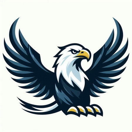 Eagle head with wings. Vector illustration isolated on white background.のイラスト素材