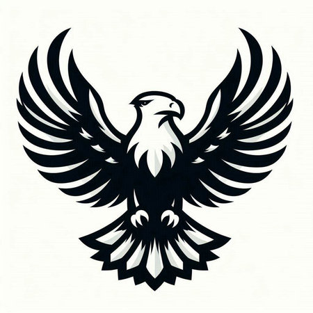 Eagle head with wings. Eagle tattoo design. Vector illustration.のイラスト素材