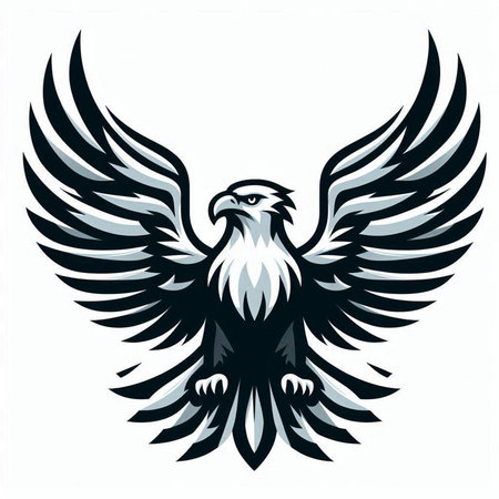 Eagle head with wings on isolated white background. Vector illustration.のイラスト素材