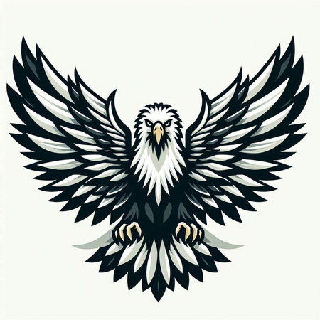 Eagle with wings in the style of engraving. Vector illustration.のイラスト素材