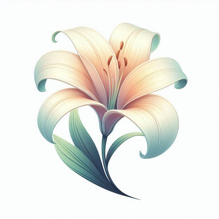 Beautiful lily flower isolated on white background. Vector illustration.のイラスト素材