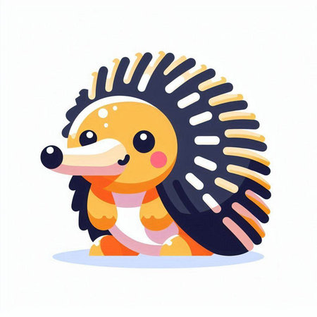 Cute cartoon hedgehog. Vector illustration in a flat style.のイラスト素材
