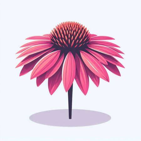 Illustration of a pink echinacea flower on a white backgroundのイラスト素材