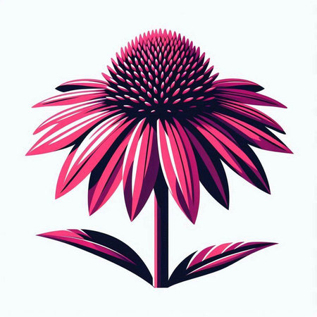Illustration of a pink coneflower on a white background.のイラスト素材