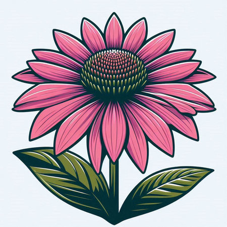 Echinacea flower. Hand drawn vector illustration in retro style.のイラスト素材