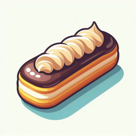 Chocolate Eclair on white background. Vector illustration. Eps 10のイラスト素材