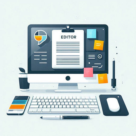 Flat design modern vector illustration concept of e-learning, online education, e-learning.のイラスト素材