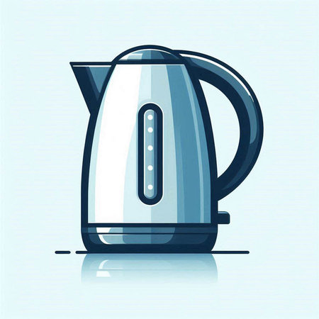 Electric kettle isolated on blue background. Vector illustration. Eps 10.のイラスト素材