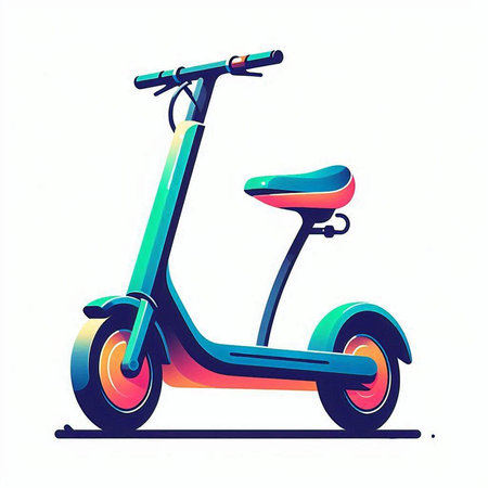 Colorful scooter isolated on a white background. Vector illustration.のイラスト素材