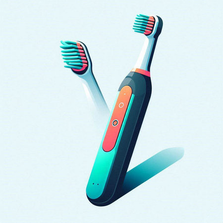 Electric toothbrush in a flat style. Vector illustration of a toothbrush.のイラスト素材