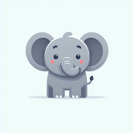 Cute cartoon elephant on a white background. Vector illustration in a flat style.のイラスト素材