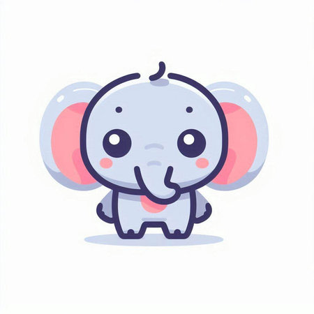 Cute elephant vector illustration. Cute cartoon baby elephant character.のイラスト素材