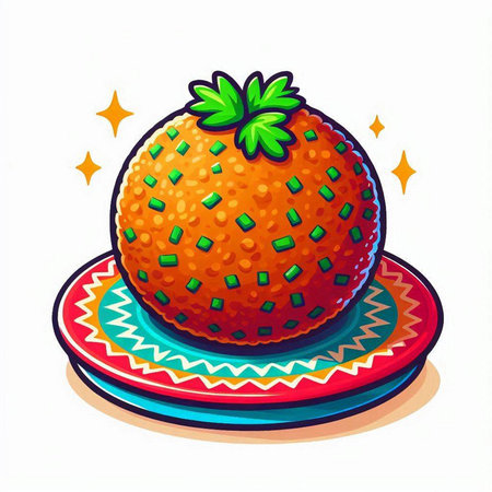 Strawberry on a colorful plate isolated on white background. Vector illustration.のイラスト素材