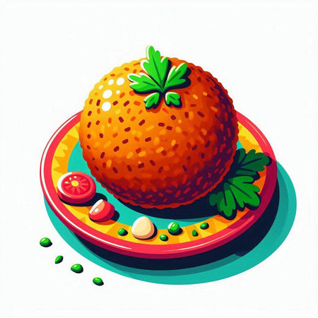 Strawberry with parsley on a plate. Vector illustration.のイラスト素材