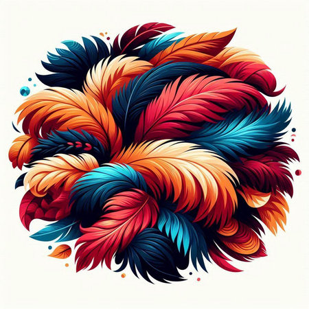Colorful feathers on a white background. Vector illustration for your designのイラスト素材