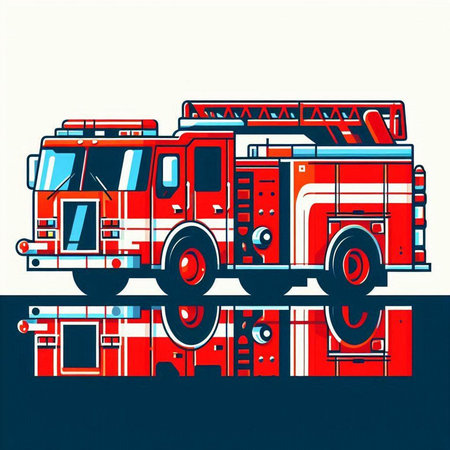 Fire engine. Vector illustration of a firetruck on a white background.のイラスト素材