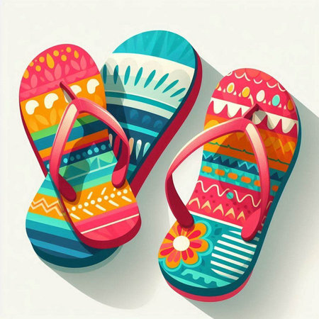 Colorful flip flops on white background. Vector illustration. Eps 10のイラスト素材