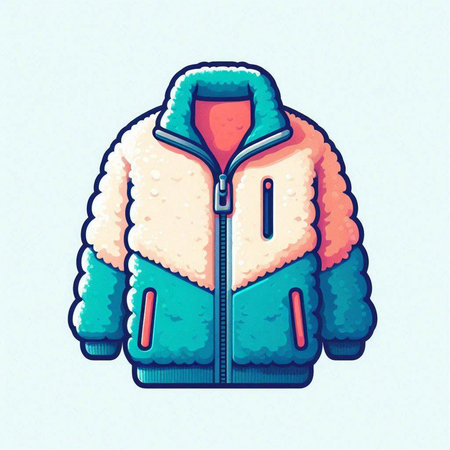 Vector illustration of a winter jacket with a hood on a white backgroundのイラスト素材