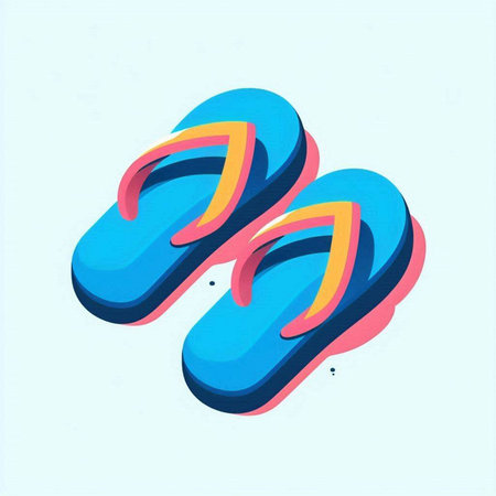 Flip-flops icon in 3d style isolated on blue backgroundのイラスト素材