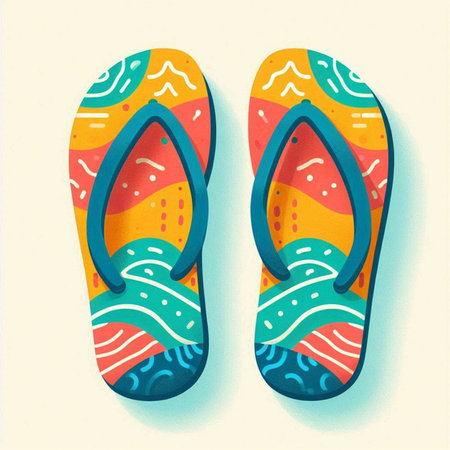 Flip flops. Vector illustration of colorful flip flops.のイラスト素材