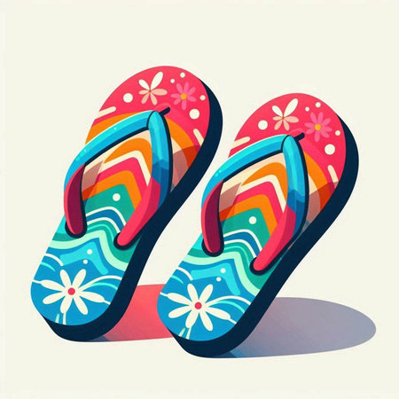 Flip flops. Vector illustration of a pair of flip flops.のイラスト素材