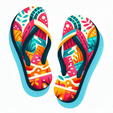 Flip-flops vector illustration. Hand drawn design elements.のイラスト素材