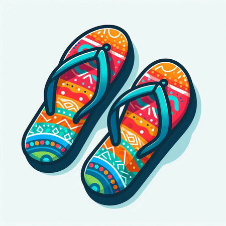 Colorful flip flops on a light background. Vector illustration.のイラスト素材