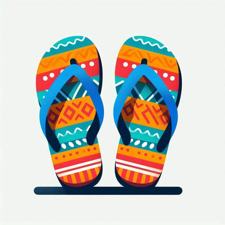Colorful slippers isolated on a white background. Vector illustration.のイラスト素材