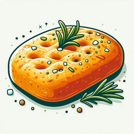 Illustration of a piece of bread with rosemary and spices.のイラスト素材